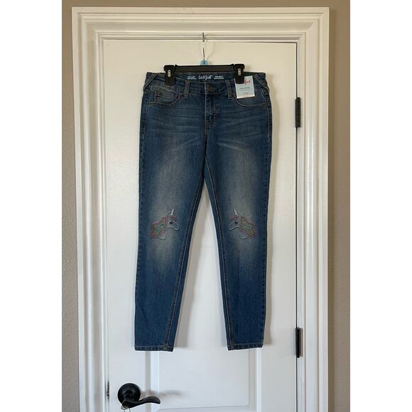BNWT Cat and Jack Super Skinny Super Stretch Unicorn Girls Jeans Size 12 Plus - Picture 1 of 8